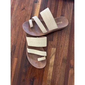 Xappeal Chantel Natural Weave Slide On Womens Sandals Size 6